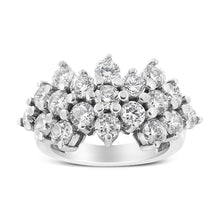 将图片加载到图库查看器,14K White Gold 4.0 Cttw Diamond Multi Row Scatter Band Ring (I-J Color, I1-I2 Clarity) - Size 7