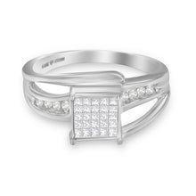 Load image into Gallery viewer, 10K White Gold 1/3 Cttw Invisible Set Princess-cut Diamond Cluster Bypass Ring (H-I Color, SI1-SI2 Clarity) - Ring Size 7