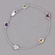 Load image into Gallery viewer, 1.83 Carat Genuine Multi Stones .925 Sterling Silver Bracelet