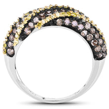 Load image into Gallery viewer, 1.25 Carat Genuine Champagne Diamond and Yellow Diamond .925 Sterling Silver Ring