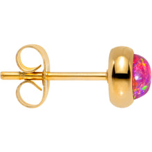 Load image into Gallery viewer, Red Synthetic Opal Gold IP 316L Surgical Steel Stud Earrings