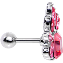 Load image into Gallery viewer, 16G 1/4 Pink Gem Flower Tiara Amulet Cartilage Tragus Earring
