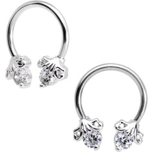将图片加载到图库查看器,16G Clear CZ Gem Flower Horseshoe BCR Captive Ring Set of 4