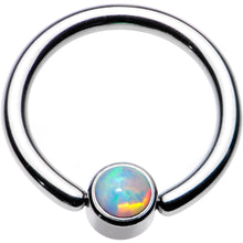 Load image into Gallery viewer, 14G 3/8 White Faux Opal 4mm Disc BCR Captive Ring