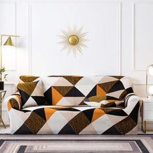Load image into Gallery viewer, Elastic Plain Floral Printing Sofa Cover Stretch for Living Room Couch Cover Chair Protector 1/2/3/4 Seater Printed Couch Cover for 3 Cushion Couch Floral Pattern Sofa Cover with Separate Cushion Cover Pieces Stretch Sofa Slipcover