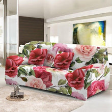 Load image into Gallery viewer, Elastic Sofa Cover For Living Room Stretch Combination Slipcovers Flowers Printed Sectional Couch Covers 1/2/3/4 Seater Floral Pattern Sofa Cover With Separate Cushion Cover Stretch Armchair Slipcover Washable Furniture Protector