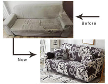 Load image into Gallery viewer, Elastic Sofa Cover For Living Room Stretch Combination Slipcovers Flowers Printed Sectional Couch Covers 1/2/3/4 Seater Floral Pattern Sofa Cover With Separate Cushion Cover Stretch Armchair Slipcover Washable Furniture Protector