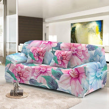 Load image into Gallery viewer, Elastic Sofa Cover For Living Room Stretch Combination Slipcovers Flowers Printed Sectional Couch Covers 1/2/3/4 Seater Floral Pattern Sofa Cover With Separate Cushion Cover Stretch Armchair Slipcover Washable Furniture Protector