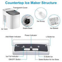 Load image into Gallery viewer, Electric Countertop Ice Make with Ice Scoop Basket Self Cleaning