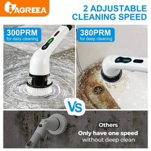 Load image into Gallery viewer, Electric Rotary Scrubber with Replaceable 8 Brush Heads and Adjustable Extension Handle