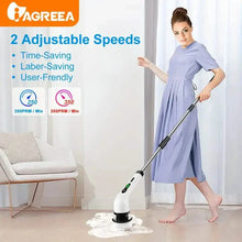 Load image into Gallery viewer, Electric Rotary Scrubber with Replaceable 8 Brush Heads and Adjustable Extension Handle