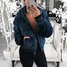 将图片加载到图库查看器,Elegance Faux Fur Women Coat With Hood High Waist Fashion Slim Black /Red /Pink Faux Fur Jacket Fake Rabbit Fur Coats