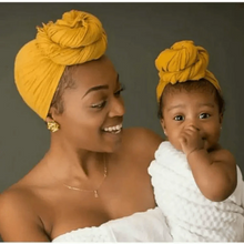 Load image into Gallery viewer, Elegance Mommy And Kids Turban Hat Cap With Big Bow Soft Cute Knot Nursery Beanie Knotted Headban