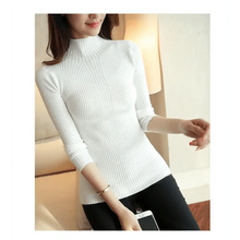 Load image into Gallery viewer, Elegance Solid White and Black Tops,Sweaters Winter Long Sleeve Turtleneck Pullovers Women's Sweaters Female Clothing