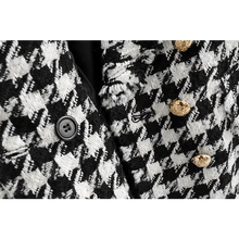 将图片加载到图库查看器,Elegance Women Tweed Jackets Fashionable Office Ladies Black Tassel Houndstooth Coats Female Autumn Vintage Thick Plaid Coat Girls Chic