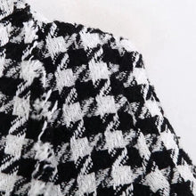将图片加载到图库查看器,Elegance Women Tweed Jackets Fashionable Office Ladies Black Tassel Houndstooth Coats Female Autumn Vintage Thick Plaid Coat Girls Chic