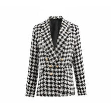 将图片加载到图库查看器,Elegance Women Tweed Jackets Fashionable Office Ladies Black Tassel Houndstooth Coats Female Autumn Vintage Thick Plaid Coat Girls Chic