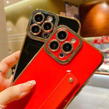 将图片加载到图库查看器,Elegant Adjustable Wrist Strap Hand Band Case For iPhone 12 13 11 14 Pro Max X XS Max XR 14 plus Case with Strap Luxury Plating Gold Bumper Phone Cover Wristband Kickstand Full Body Protective Slim Case Luxury Candy Color Phone Holder Colorful Iphone Case