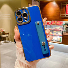 将图片加载到图库查看器,Elegant Adjustable Wrist Strap Hand Band Case For iPhone 12 13 11 14 Pro Max X XS Max XR 14 plus Case with Strap Luxury Plating Gold Bumper Phone Cover Wristband Kickstand Full Body Protective Slim Case Luxury Candy Color Phone Holder Colorful Iphone Case
