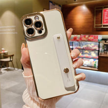 将图片加载到图库查看器,Elegant Adjustable Wrist Strap Hand Band Case For iPhone 12 13 11 14 Pro Max X XS Max XR 14 plus Case with Strap Luxury Plating Gold Bumper Phone Cover Wristband Kickstand Full Body Protective Slim Case Luxury Candy Color Phone Holder Colorful Iphone Case