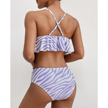 将图片加载到图库查看器,Elegant Black High Waist Two Pieces Bikini Set Women Two Pieces Bathing Suits Ruffled High Waist Bikini Set Swimsuit Female Women Beachwear Swimwear Bather Bathing Suit For Vacation