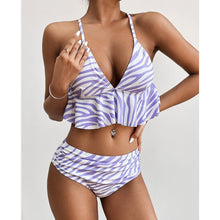 将图片加载到图库查看器,Elegant Black High Waist Two Pieces Bikini Set Women Two Pieces Bathing Suits Ruffled High Waist Bikini Set Swimsuit Female Women Beachwear Swimwear Bather Bathing Suit For Vacation