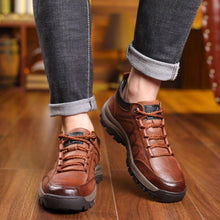 将图片加载到图库查看器,Elegant Black Leather Mens Business Boots Platform Winter Sneakers Without Lace Safety Shoe Quick-Drying Tactical Shoe Comfortable Sneaker Hiker Lightweight Ankle Motorcycle Mountain Running Short Boot
