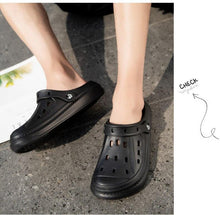 Load image into Gallery viewer, Elegant Black Mens Summer Clogs Shoes Couples Soft Thick Sole Beach Shoes Black Garden Sandals Unisex Garden Clogs Shoes Summer Slip On Sandals For Mens