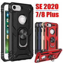 Load image into Gallery viewer, Elegant Black Screen Protector Stand Ring Holder Shockproof Heavy Duty Accessories Case For iPhone 7 8 plus 8plus 7plus Phone Cover Bumper iPhone 8 iPhone 7 Plus