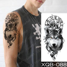将图片加载到图库查看器,Elegant Black Waterproof Temporary Tattoo Sticker Lion Tiger Bear Flash Tattoos Leopard Wolf Colorful Big Tattoo Stickers For Mens Womens