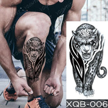 将图片加载到图库查看器,Elegant Black Waterproof Temporary Tattoo Sticker Lion Tiger Bear Flash Tattoos Leopard Wolf Colorful Big Tattoo Stickers For Mens Womens