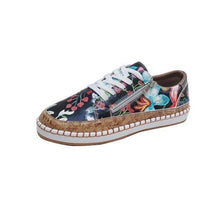 Load image into Gallery viewer, Elegant Floral Womens Sneakers Printed Lace Up Flat Shoes Fashion Round Toe Shoes Women Casual Sneakers Comfortable Tennis Shoes For Walking