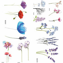 Load image into Gallery viewer, Elegant Lavender Flower Tattoo Stickers Temporary Waterproof Colorful Modern Children Tattoo
