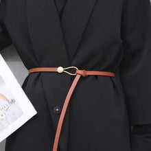 Load image into Gallery viewer, Elegant Leather Adjustable Thin Belt For Women Unique Black Design Ladies Belt High Quality Charming Waistbands For Dress