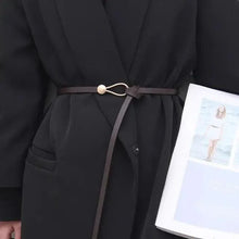 Load image into Gallery viewer, Elegant Leather Adjustable Thin Belt For Women Unique Black Design Ladies Belt High Quality Charming Waistbands For Dress