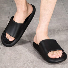Load image into Gallery viewer, Elegant Men Black Soft Slides Light-Weight Anti-Slip Home Slippers Summer Anti-Odor House Shoes Unisex Shower Bathroom Slipper EVA Massage Foam Super Soft Non-Slip Slippers