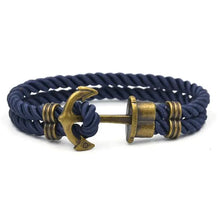 Load image into Gallery viewer, Elegant Modern Handmade Stainless Steel Men Anchor Bracelet made of Nylon in Navy Blue Color For Man