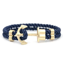 Load image into Gallery viewer, Elegant Modern Handmade Stainless Steel Men Anchor Bracelet made of Nylon in Navy Blue Color For Man