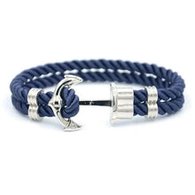 Load image into Gallery viewer, Elegant Modern Handmade Stainless Steel Men Anchor Bracelet made of Nylon in Navy Blue Color For Man
