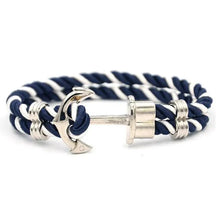 Load image into Gallery viewer, Elegant Modern Handmade Stainless Steel Men Anchor Bracelet made of Nylon in Navy Blue Color For Man