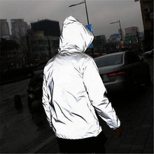 Load image into Gallery viewer, Elegant Modern Reflective Plus Size Jacket Men Spring Autumn Windbreaker Packable Jacket Male Hooded Coats Hooded Fluorescent Clothing Reflective Jacket Coat Fashion Running Jacket