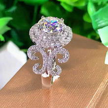 Load image into Gallery viewer, Elegant Promise Ring Trendy Halo Design Silver Plated Paved Shining Rhinestone Engagement/ Wedding Ring
