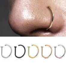 将图片加载到图库查看器,Elegant Punk-Style Stainless Steel Nose Rings - Clip-On Non-Piercing Design