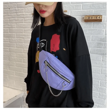 将图片加载到图库查看器,Elegant Purple Ladies Chain Waist Bag Canvas Fanny Pack Luxury Outdoor Chest Bag Phone Purse For Everyday Use