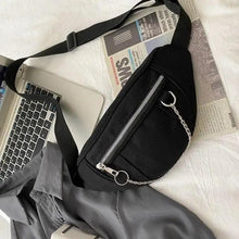 将图片加载到图库查看器,Elegant Purple Ladies Chain Waist Bag Canvas Fanny Pack Luxury Outdoor Chest Bag Phone Purse For Everyday Use