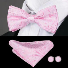 将图片加载到图库查看器,Elegant Silk Butterfly Business Bow Tie Pocket Square Cufflinks Set For Men Formal Wedding Bowtie Set For Office