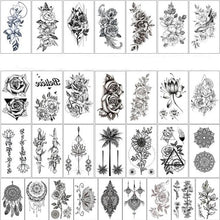 Load image into Gallery viewer, Elegant Sketches Black Flowers Body Tattoo Waterproof Temporary 3D Flowers Luxury Design For Womens