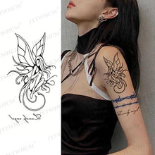 Load image into Gallery viewer, Elegant Small Waterproof Temporary Tattoo Sticker Makeup Flame Finger Black Square Rose Flower High Quality Design For Womens