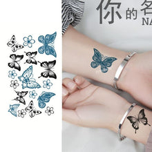 Load image into Gallery viewer, Elegant Small Waterproof Temporary Tattoo Sticker Makeup Flame Finger Black Square Rose Flower High Quality Design For Womens