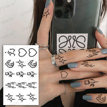 Load image into Gallery viewer, Elegant Small Waterproof Temporary Tattoo Sticker Makeup Flame Finger Black Square Rose Flower High Quality Design For Womens
